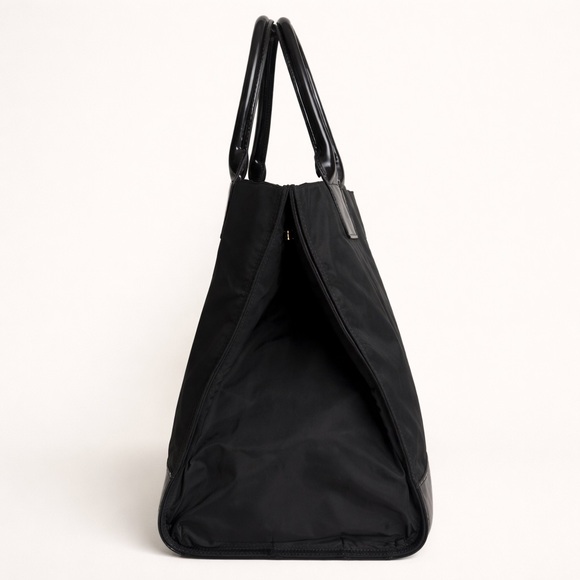 Tory Burch Large Ella Tote Black Nylon Patent Logo Shoulder Bag - Picture 4 of 8